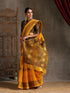 Autumn Yellow & Brown Cotton Saree with Blouse fabric